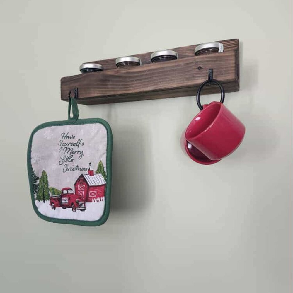 Wooden Spice Rack with Hooks - Picture 7 of 8